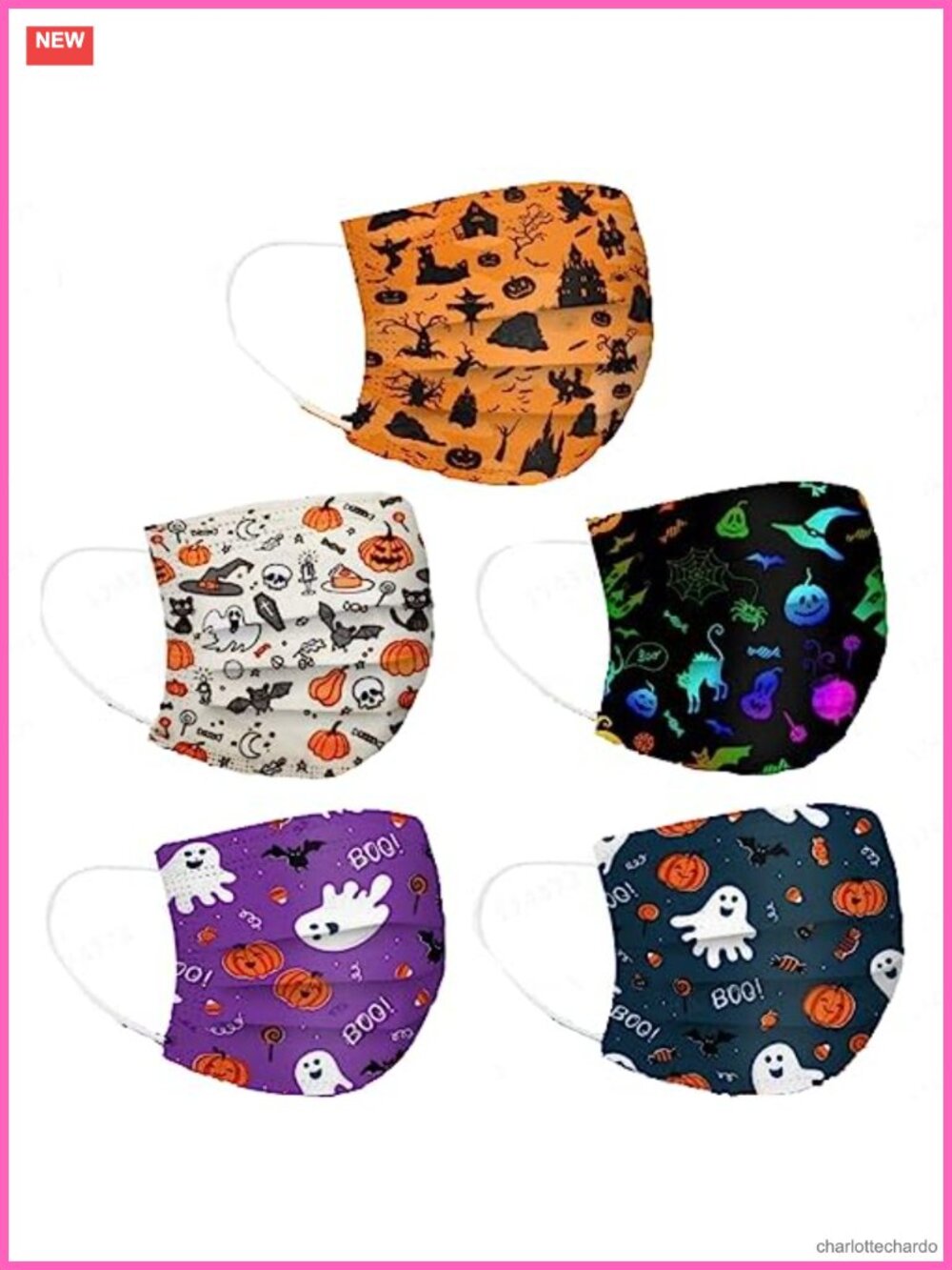 50Pcs Disposable Fall Halloween Thanksgiving Christmas Holiday Face Cover